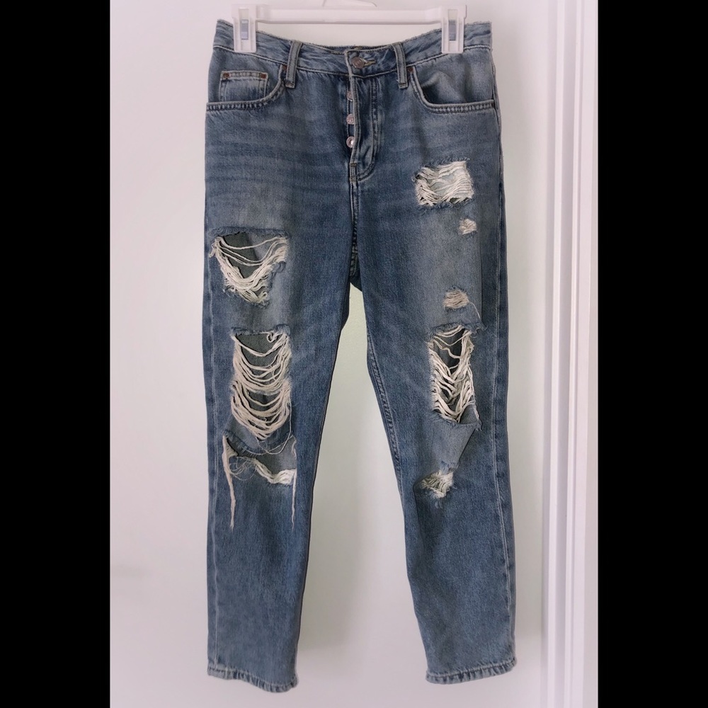Topshop High-Waisted, Ripped Jeans